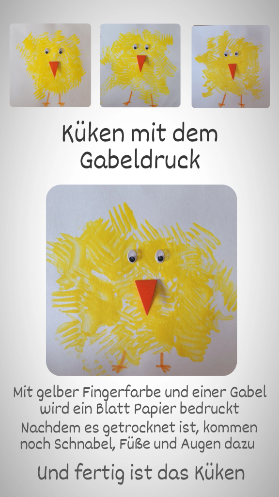 Chicks with the fork print/Küken mit dem Gabeldruck